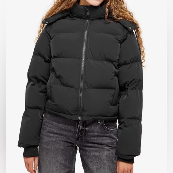 NWT Good American Black Puffer Jacket Removable Hood Size 2XL - Picture 1 of 14